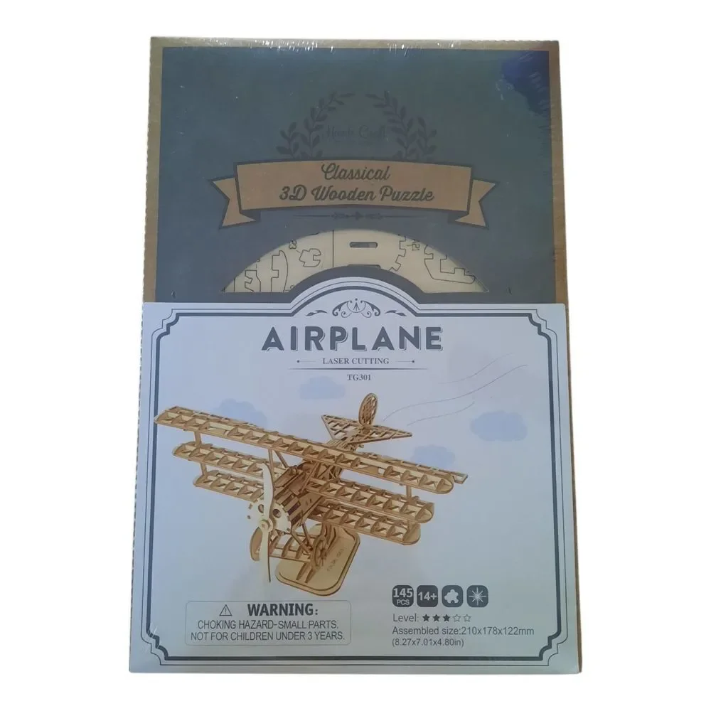 Classical 3D Wooden Airplane Puzzle